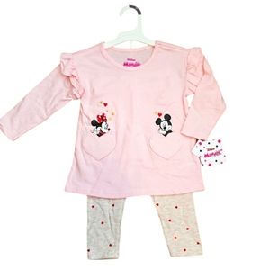 Disney Minnie & Mickey Mouse 2 Piece Set Size 18 mos NWT Pink Pants Shirt